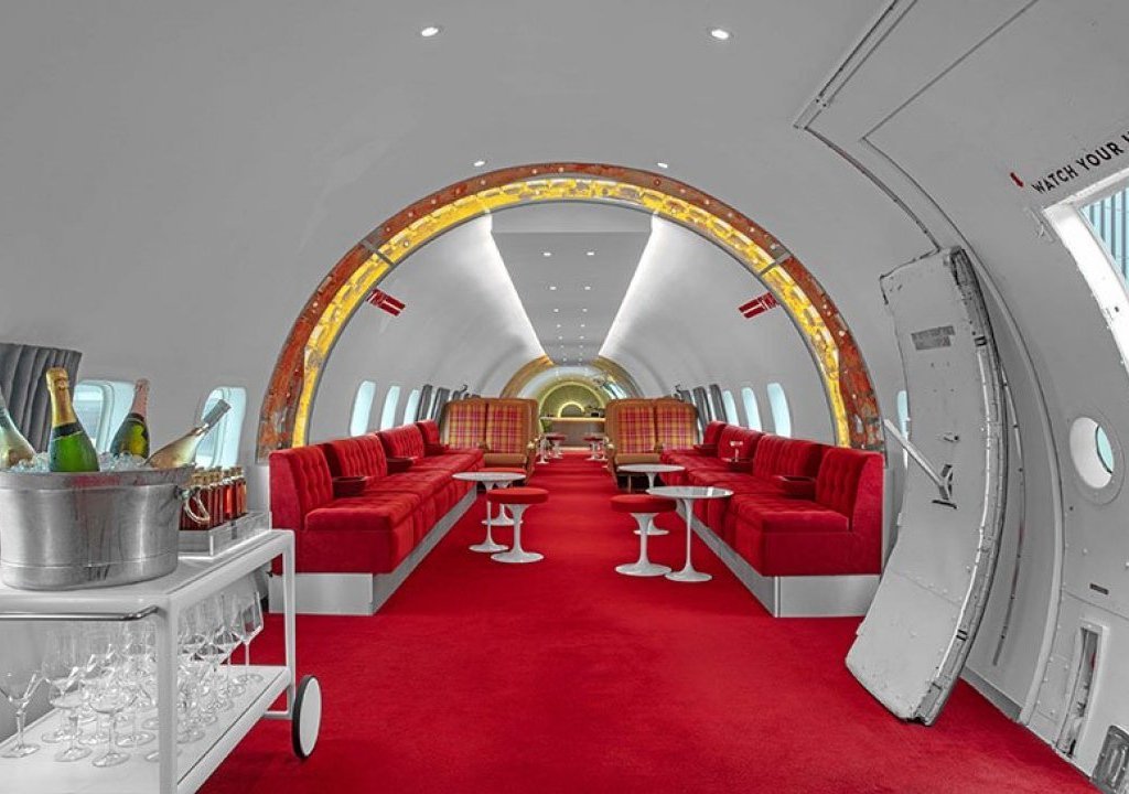 Airplane transformed into bar