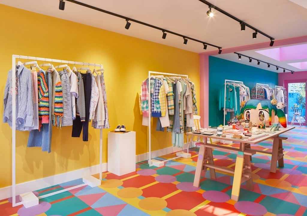 Multicolored clothing store in London